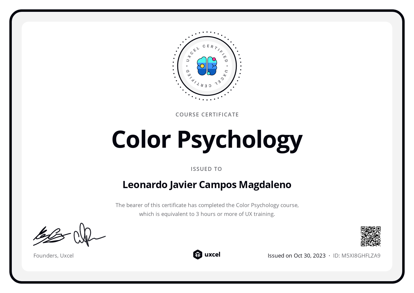 Leonardo Javier Campos Magdaleno's certificate